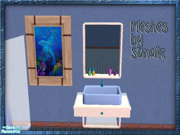 Sims 2 — NP Tranquity Bathroom - Mirror by SpringwolfDecor — Soothing blues for your bathroom. Thanks to Sunair,