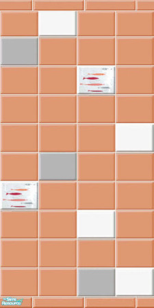 Sims 2 — Peachy Fish Tile Wall - Full by Shannanigan — Exact replica of the tile tub surround I spent 2 weeks working on