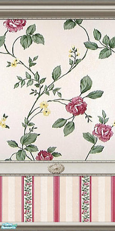 Sims 2 — The Victorian Flowers 4 by Lorah — Elegant pink rose border with beige paint.