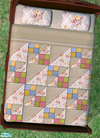 Sims 2 — Morning Meadow Quilt by dancingaphrodite — One of my favorite quilts! Meadow Morning is delicate and bright with