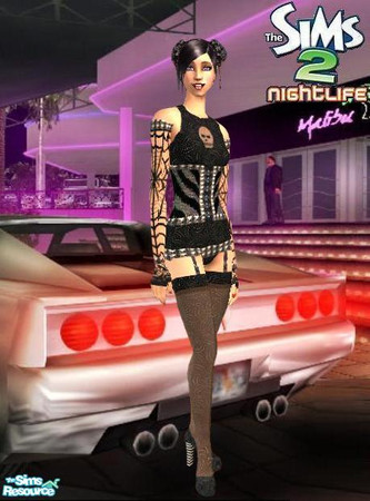 Sims 2 — New Black Skull Goth by sgoobysnacks — New Black Skull Goth outfits remade to suit the new mesh by the lovely
