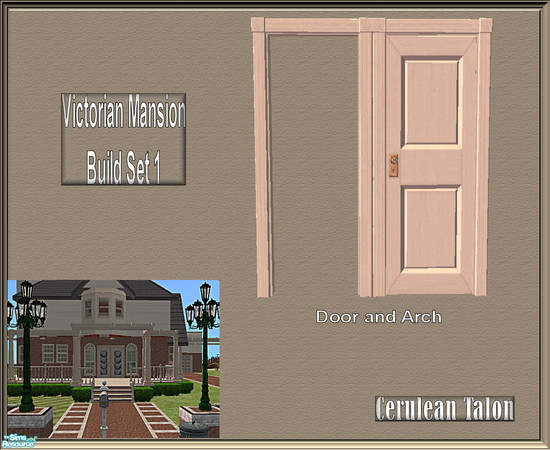 Sims 2 — Victorian Build Set 1 - Door by Cerulean Talon — Windows and doors feature deep textures in a rich tan.