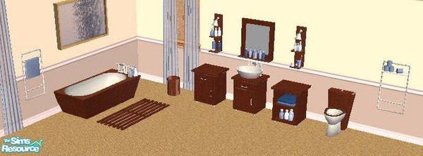 Sims 2 — Mod Line Bath Recolor Darkwood by love_42013 — This is a recolor of the Modern Line Bathroom from Around The