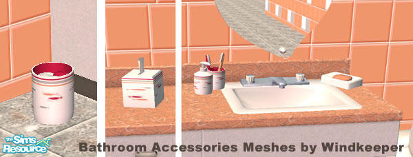 Sims 2 — Peachy Fish Bath Accessories by Shannanigan — Recolor of Windkeepers fabulous Bathroom Accessories. This one