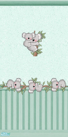 Sims 2 — TL - Koalas Grow Up - Half Wall 5 by TabbyLou — Half Wallpaper with decals #5 for Another little set I love -