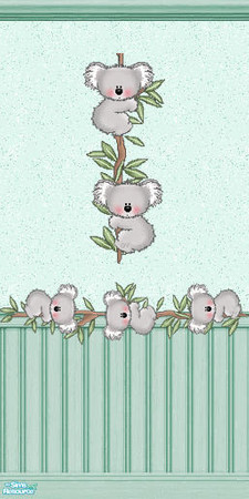 Sims 2 — TL - Koalas Grow Up - Half Wall 3 by TabbyLou — Half Wallpaper with decals #3 for Another little set I love -