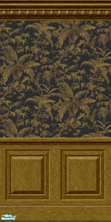 Sims 2 — Ebony Palms with Moulding by wimpy1968 — Wallpaper for the Ebony & Gold Collection
