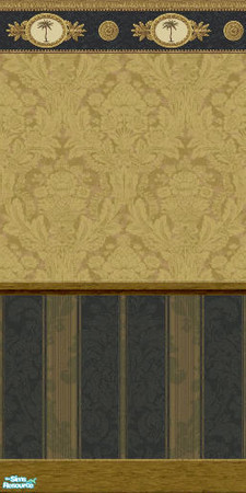 Sims 2 — Gold Damask over Stripes by wimpy1968 — Wallpaper for the Ebony & Gold Collection.