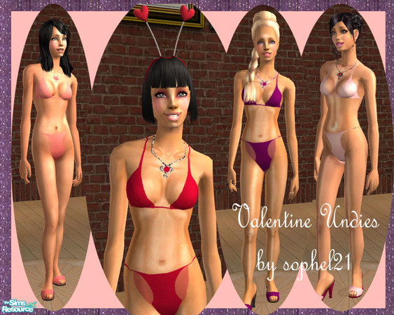 Sims 2 — Valentine undies by TSR Archive — Set of valentine undies and nighties. Works also for Young Adults. ***You need