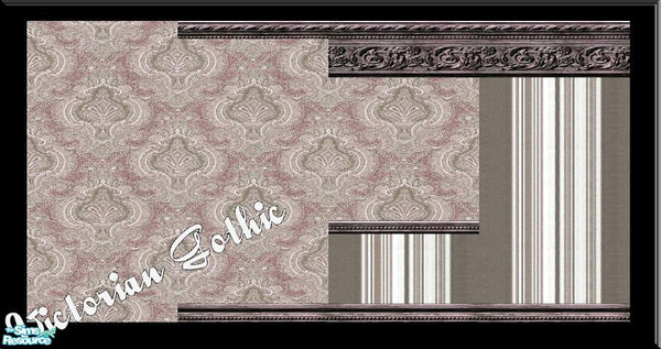 Sims 2 — Victorian Gothic 6 by Lorah — Victorian Gothic wallpaper with aged purple rails.