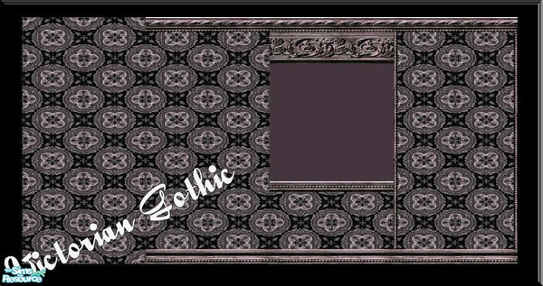 Sims 2 — Victorian Gothic 5 by Lorah — Victorian Gothic wallpaper with aged purple rails.