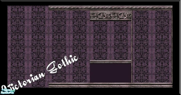 Sims 2 — Victorian Gothic 4 by Lorah — Victorian Gothic wallpaper with aged purple rails.