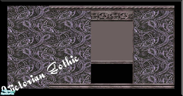 Sims 2 — Victorian Gothic 3 by Lorah — Victorian Gothic wallpaper with aged purple rails.