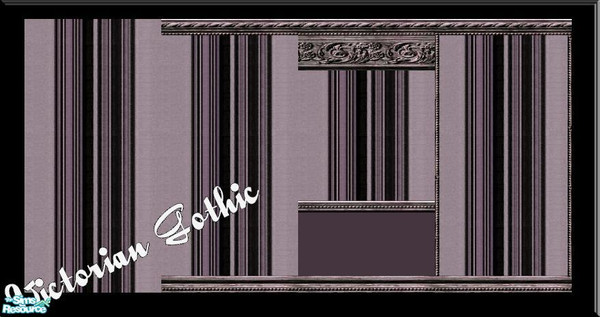 Sims 2 — Victorian Gothic 2 by Lorah — Victorian Gothic wallpaper with aged purple rails.