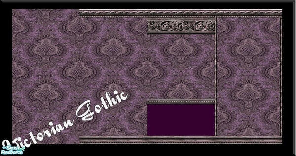 Sims 2 — Victorian Gothic 1 by Lorah — Victorian Gothic wallpaper with aged purple rails.