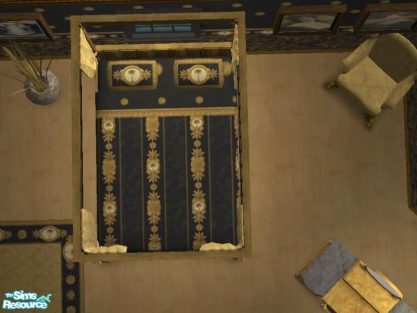 Sims 2 — Ebony Bedding by wimpy1968 — Part of the Ebony & Gold Collection.