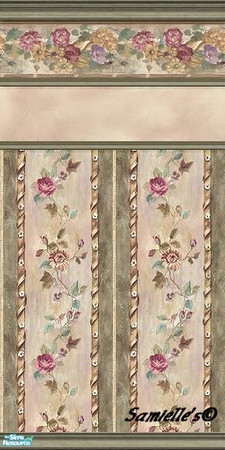 Sims 2 —  by Samielle — Beautiful roses wallpaper for bedroom or sunroom. Set consists of 2 walls & 2 floors. Hope