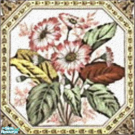 Sims 2 — Pink Daisies - Antique Tile by jembaby04 — Old antique tiles to give your sims' homes that extra homey touch