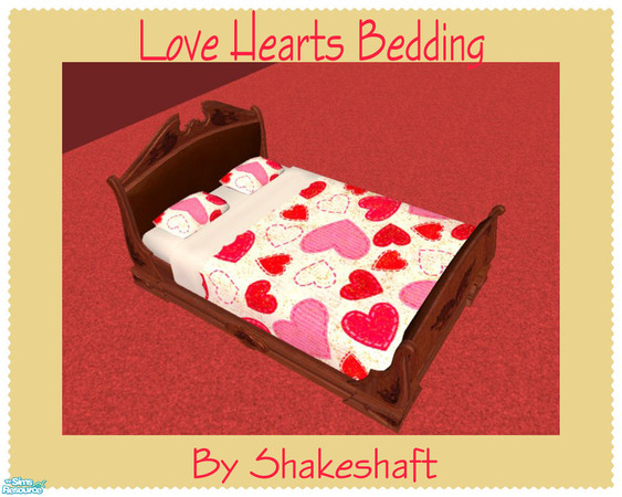 Sims 2 — Love Hearts Bedding by Shakeshaft — Part of a collection of 4 Valentines themed bedding. ** TSRAA **