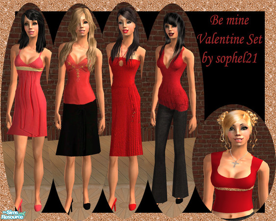 Sims 2 — Be mine Valentine Set by TSR Archive — A set for Ladies in love. Note: You need different meshes for working.