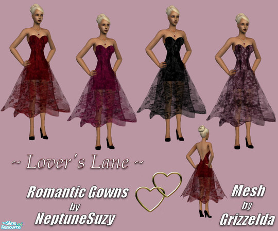 Sims 2 — NSC Lover's Lane Sheer Dress Set2   by Neptunesuzy — Your Sims will love this set of 4 cocktail length gowns