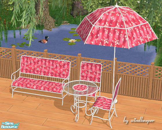 Sims 2 — Magnolia - pink stripes by Windkeeper — Recolor of "Magnolia bench" from this set. Requires that file