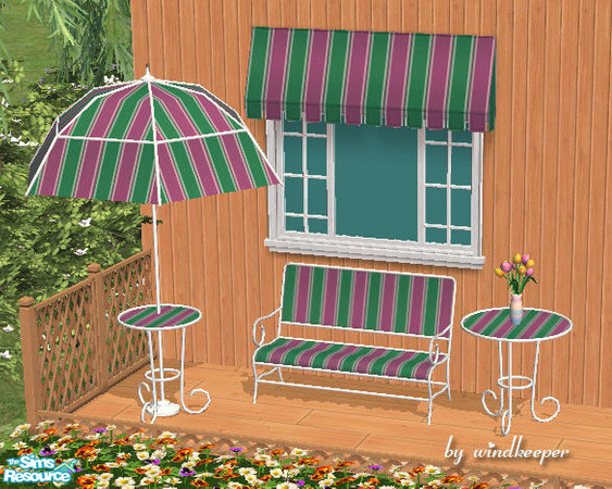Sims 2 — Magnolia - green and purple stripes by Windkeeper — Recolor of "Magnolia bench" from this set.