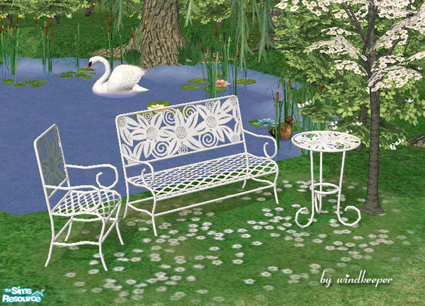 Sims 2 — Magnolia - white metal design by Windkeeper — Recolor of "Magnolia bench" from this set. Requires that