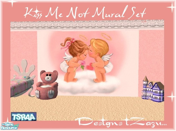 Sims 2 — Kiss Me Not Mural by iZazu — Kiss Me Not Mural Set includes 5 walls and 2 floors. Made for the Lovers Lane