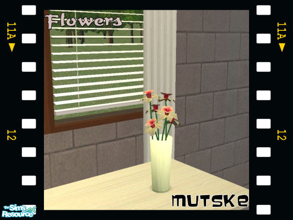 Sims 2 — Lewis Flowers Rose Recolor by Mutske — Contemporary casual diningroom in darkwood. Contains 5 new meshes. Also