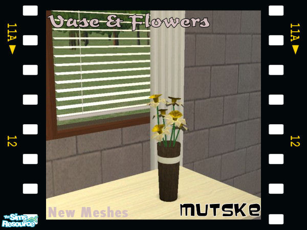 Sims 2 — Lewis Vase and Flower New Mesh by Mutske — Contemporary casual diningroom in darkwood. Contains 5 new meshes.