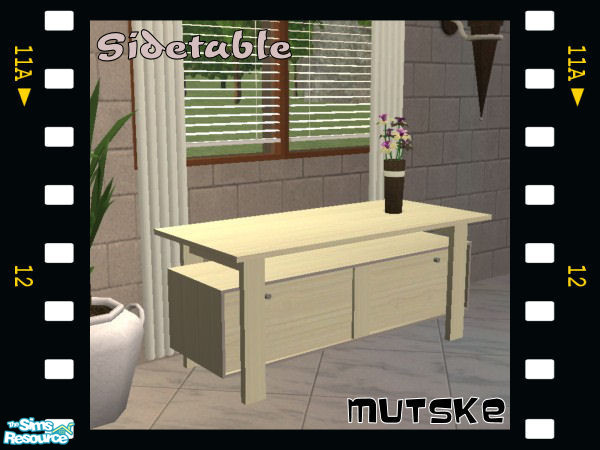 Sims 2 — Lewis Sidetable Recolor by Mutske — Contemporary casual diningroom in darkwood. Contains 5 new meshes. Also