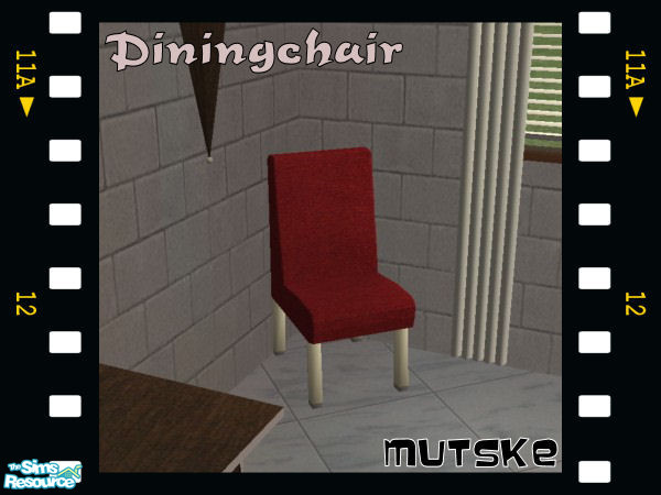 Sims 2 — Lewis Dining Chair Red Seat by Mutske — Contemporary casual diningroom in darkwood. Contains 5 new meshes. Also