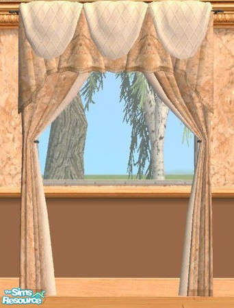 Sims 2 — D2DDM Tie-Back Curtains Orange by D2Diamond — 10 new curtain styles for your Diamond Marble room.