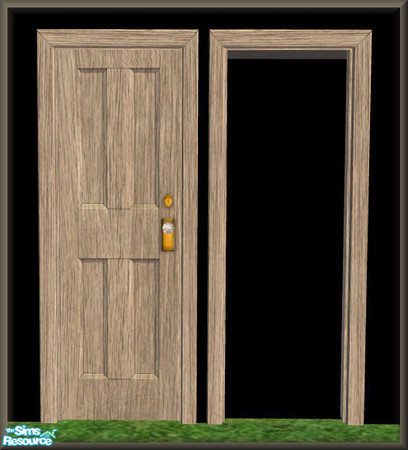 Sims 2 — NK Grey Country Oak Build Set - Old Yank 4 Score Door by MoMama — A 4 score door in grey country oak.