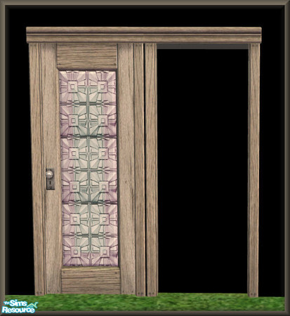 Sims 2 — NK Grey Country Oak Build Set - Chic Beveled Glass Door by MoMama — A beveled glass door in grey country oak
