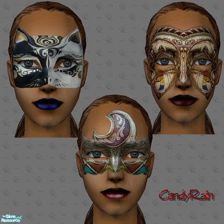 Sims 2 — Carnivale Masks by Candyrain — Just in time for Halloween! Now your Sims can masquerade in style with these