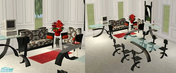 Sims 2 — Modern Living Ebony by Riverwillows — Nice black recolor of Atwa's Modern Living Room, with Detimgi's Ice Living