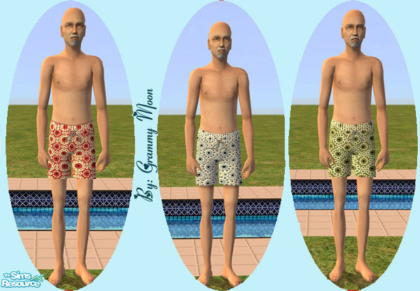 Sims 2 — Grandpa's Circle Swim Trunks Set by Grammy_Moon — Some more swim trunks for elder male sims.