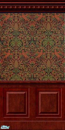 Sims 2 — Multicolor Bird and Vine - Antique Wall by jembaby04 — Part of the Antique Wall Set 1. TSRAA