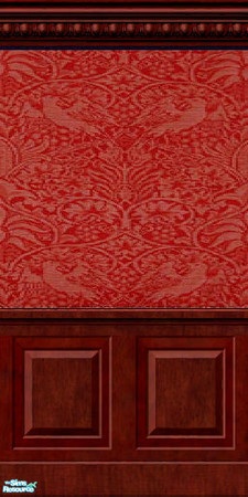 Sims 2 — Red Bird and Vine - Antique Wall by jembaby04 — Part of the Antique Wall Set 1. TSRAA