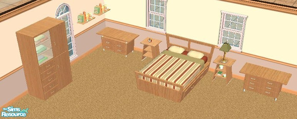 Sims 2 — Modern Line Bedroom Recolor in Pine by love_42013 — This is a recolor of the Modern Line Bedroom from Around The