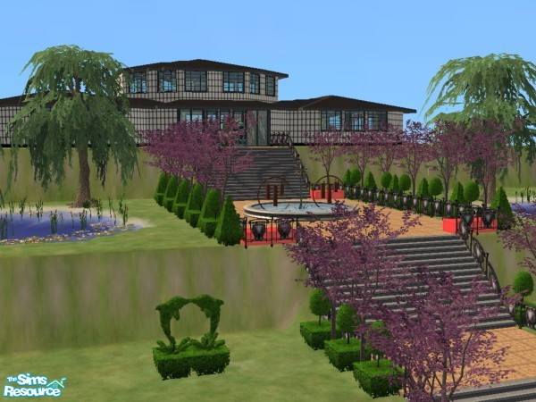 Sims 2 — Japanese Accent Modern Home by LadyDeluxe — This home has all the accents of Japan but has the modern facilities
