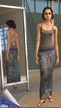 Sims 2 — Blue Paisley Skirt and Vest by Moza — Relaxed skirt and vest top, perfect for going downtown.
