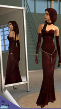 Sims 2 — Dark Diva by Moza — Dark red recolour of the Nightlife Diva Dress