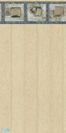 Sims 2 — Sails - Light Wood by Yizzi — Light wood wall and the blue sailboat border