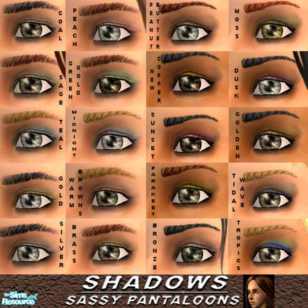 Sims 2 — Shadows by Sassy_Pants — This was a pretty tough set to compose. I wanted to create eye shadows that are