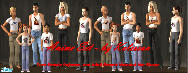 Sims 2 — Anime Set by ladykalessan — A set of anime-themed clothing for both male and female children, teens, and adults.