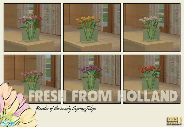 Sims 2 — Fresh From Holland, Tulips by BetterbeSim — Fresh From Holland, the "Early Spring" tulips recolored in