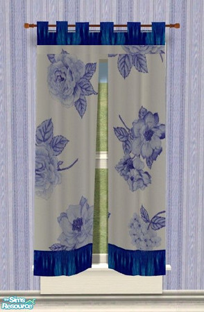 Sims 2 — Sanctuary Bedroom - Curtain by Riverwillows — Relaxing bedroom done is soft blues and florals. Meshes by